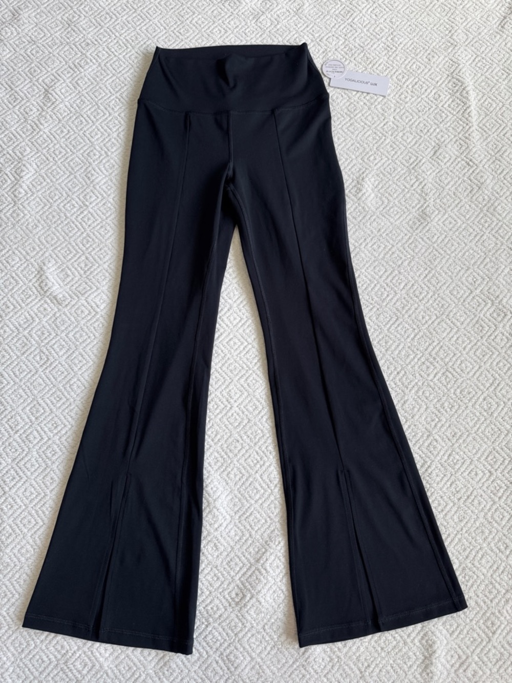 Yogalicious Black Lux Girl Friend 7/8 Flared Pants with Front Slits Sz M - Picture 3 of 9